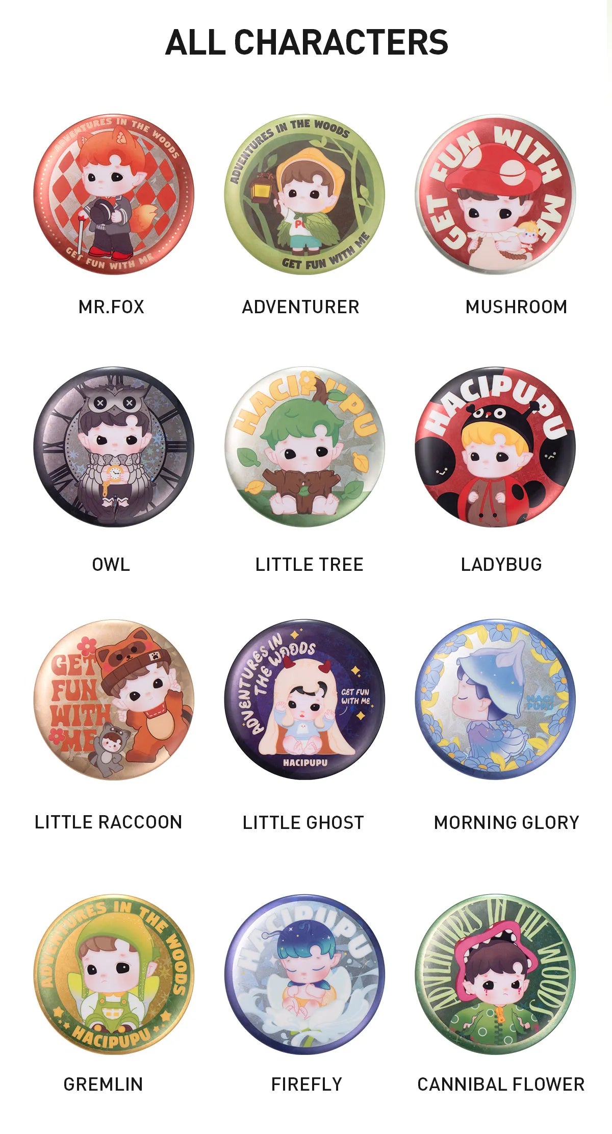 HACIPUPU Adventures In The Woods Series-Tinplate Badge Blind Box