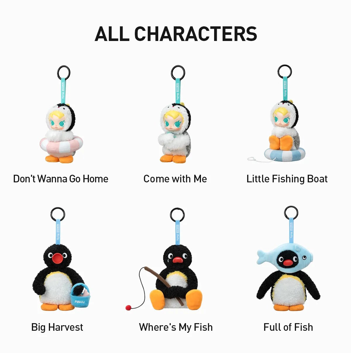 Baby Molly × Pingu Happy Fishing Series-Vinyl Plush Pendant Blind Box