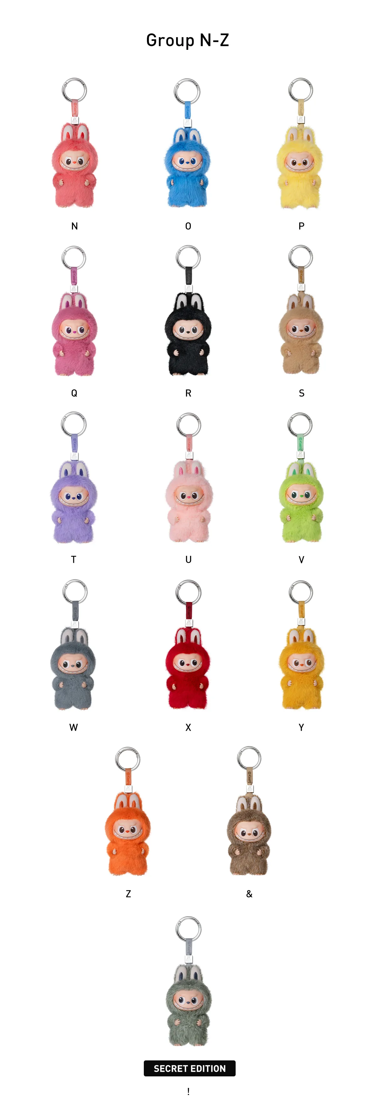 THE MONSTERS PIN FOR LOVE SERIES-Vinyl Plush Pendant Blind Box (N-Z)